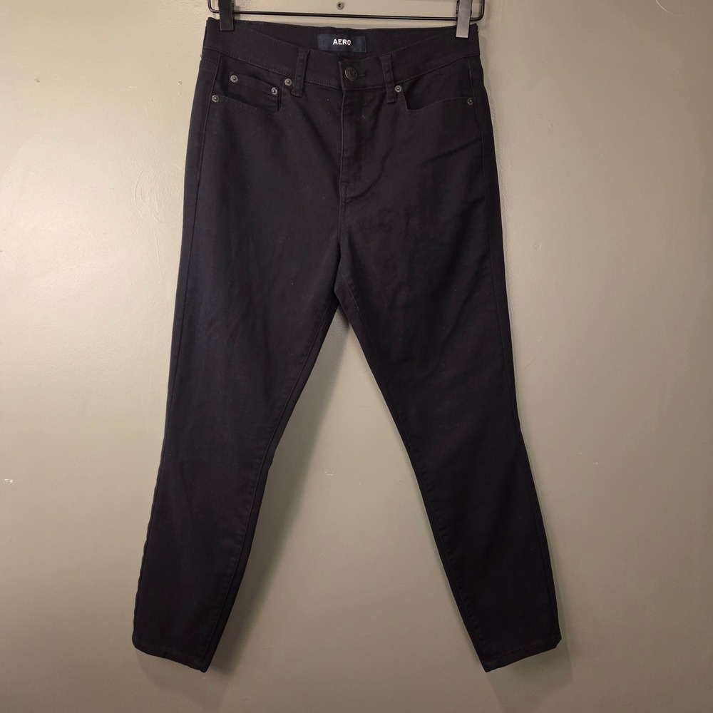 Aero‎ Women's High Rise Skinny Jeans Cropped Length Size 8 Black